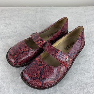 ALEGRIA FEL-718  Leather Snake Skin Print Mary Jane Women's Clogs 37 US 7